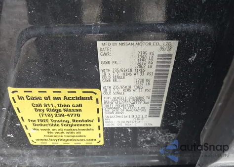 2018 Nissan Murano S from USA, damaged, VIN 5N1AZ2MH5JN191212